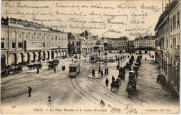 T2/T3 1904 Nice, Nizza; La Place Massena Et Le Casino Municipal / Square, Trams, Shop Of Gassin (EK) - Zonder Classificatie