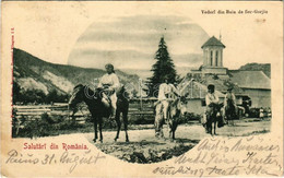 T3/T4 1902 Baia De Fier, Salutari Din Romania / Romanian Folklore (wet Damage) - Unclassified