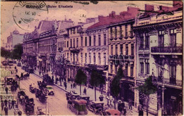 * T2/T3 1930 Bucharest, Bukarest, Bucuresti, Bucuresci; Bulev. Elisabeta / Street View, Tram, Automobiles, Shops (Rb) - Unclassified