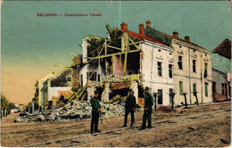 * T2/T3 Belgrade, Belgrád, Beograd; Zerschossene Häuser / WWI Austro-Hungarian K.u.K. Military, Soldiers With Destroyed  - Zonder Classificatie