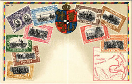 * T2 Román Bélyegek és Címer Térképpel / Romanian Stamps And Coat Of Arms With Map. Carte Philatelique Ottmar Zieher No. - Ohne Zuordnung