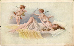 ** T2/T3 Amor Als Sieger / Erotic Nude Lady Art Postcard With Cupid. G.G.W.II. Nr. 183. (EK) - Zonder Classificatie