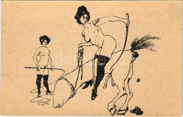 ** T2 "Lovagló" Hölgy - Pornográf Humoros Rajz / Lady Riding On A "horse" - Pornographic Postcard - Zonder Classificatie