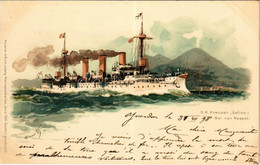 * T2 1898 (Vorläufer) SM Kreuzer "Gefion" Bai Von Neapel / German Navy (Kaiserliche Marine) Art Postcard, SMS Gefion Unp - Ohne Zuordnung