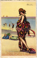 T2/T3 Hölgy A Strandon / Lady On The Beach. Italian Art, Anna & Gasparini 651-5. S: Busi (EK) - Sin Clasificación