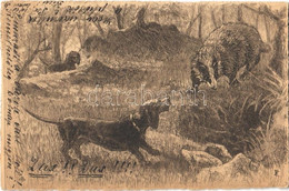T2 1903 Das! Das!! / Hunting With Dachshunds, Dogs, Hand-drawn Graphic - Ohne Zuordnung