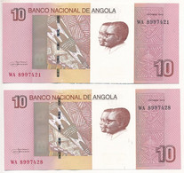 Angola 2012. 10K (2x) Közeli Sorszámok T:I  Angola 2012. 10 Kwanzas (2x) Close Serials C:UNC - Zonder Classificatie
