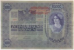 Ausztria 1918. 10.000K Vízszintes "DEUTSCHÖSTERREICH" Felülbélyegzéssel T:III Tear Austria 1918. 10.000 Kronen, With Hor - Non Classés