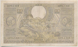 Belgium 1933.06.12. 100Fr/20B T:III Belgium 1933.06.12. 100 Francs / 20 Belgas C:F Krause P#107 - Non Classés