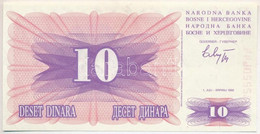 Bosznia Hercegovina 1992. 10D "BG 82220644" T:I Bosnia And Herzegovina 1992. 10 Dinara "BG 82220644" C:UNC Krause P#10 - Sin Clasificación