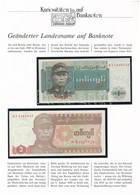 Burma 1972. 1K + Mianmar 1990. 1K Német Nyelvű Leírással T:I- Burma 1972. 1 Kyat + Mianmar 1990. 1 Kyat With German Desc - Ohne Zuordnung