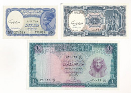Egyiptom ~1950-1970. 5p + 10p + 1P T:II-III Egypt ~1950-1970. 5 Piastres + 10 Piastres + 1 Pound C:XF-F - Zonder Classificatie