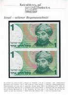 Izrael 1986. 1Sh (2x) összefüggésben, Német Nyelvű "Kuriositäten Auf Banknoten" Tájékoztatólappal T:I  Israel 1986. 1 Sh - Zonder Classificatie