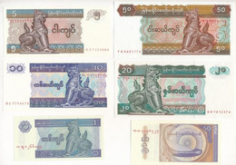 Mianmar DN (1994) 50p + 20K + DN (1996) 1K + DN (1997) 5K + 10K + 50K T:I,I- Myanmar ND (1994) 50 Pays + 20 Kyats + ND ( - Non Classés