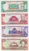 Nicaragua 1985. 10C + 50C + 500C + 1000C T:I,I- Nicaragua 1985. 10 Cordobas + 50 Cordobas + 500 Cordobas + 1000 Cordobas - Unclassified