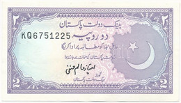 Pakisztán DN (1985-1999) 2R "KQ 6751225" T:III Tűzőgép Lyukak, Kis Szakadás Pakistan ND (1985-1999) 2 Rupees "KQ 6751225 - Unclassified