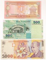 Türkmenisztán 1993. 1M + Románia 1998. 5000L + Tanzánia 2003. 500Sh + Uganda 2007. 1000Sh + Zimbabwe 2008. 1.000.000$ T: - Ohne Zuordnung