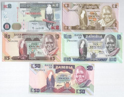 Zambia 1980-2012. 2K-50K (5xklf) T:I-III Szép Papír Zambia 1980-2012. 2 Kwacha - 50 Kwacha (5xdiff) C:UNC-F Fine Paper K - Ohne Zuordnung
