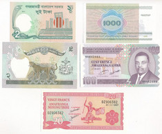 5db Vegyes Külföldi Bankjegy Tétel Klf Országokból (Banglades, Burundi, Fehéroroszország, Nepál), Közte Banglades 2011.  - Ohne Zuordnung