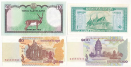 7 Darabos Vegyes Külföldi Bankjegy Tétel, Közte Nepál, Kambodzsa, Argentína T:I,I- 7 Pieces Mixed Banknote Lot, Among Ne - Ohne Zuordnung