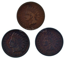 Amerikai Egyesült Államok 1882-1888. 1c Bronz "Indián Fej" (3xklf) T:2,2- USA 1882-1888. 1 Cent Bronze "Indian Head" (3x - Sin Clasificación