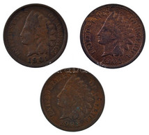 Amerikai Egyesült Államok 1901-1905. 1c Bronz "Indián Fej" (3xklf) T:2,2- USA 1901-1905. 1 Cent Bronze "Indian Head" (3x - Non Classés