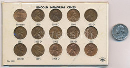 Amerika Egyesült Államok 1936. 25c Ag "Washington" + 1959-1966. 1c Bronz "Lincoln" (15db/14xklf) "9902" Sorszámú "Lincol - Non Classés