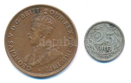 Ausztrália 1917. 1p Bronz "V. György" + Dánia 1917. 25Ö Ag T:2,2- Patina  Australia 1917. 1 Penny Bronze "George V" + De - Sin Clasificación