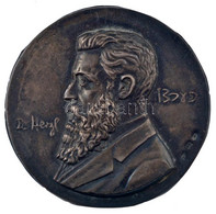 Izrael? DN "Herzl Tivadar" Jelzett Ag Lemezplakett (1,96g/800/42mm) T:2 Patina Israel? ND "Theodor Herzl" Hallmarked Ag  - Unclassified