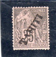 Tahiti: France Colonies, Année 1893 (année 1881avec Surcharge Oblique) N°15* - Tahiti
