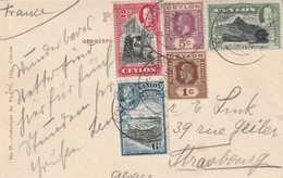 CEYLON CARTE POSTALE 1936 COLOMBO Pour Strasbourg France - Ceylan (...-1947)