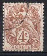 CRETE Timbre Poste N°4 Oblitéré TB Cote : 2€50 - Used Stamps