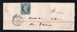 FRANCE 1853 - YT 10 Sur Lettre à Voiron, Oblit. Petits Chiffres - 1852 Luigi-Napoleone