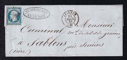 FRANCE 1853 - YT 10 Sur Lettre D'Avignon à Sablons, Oblit. Petits Chiffres - 1852 Louis-Napoleon