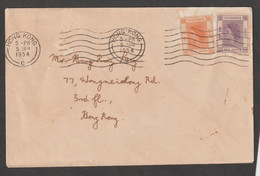 HONG-KONG:  1954  COVER  WITH:  5 C.+ 10 C. (136 + 137) - Covers & Documents