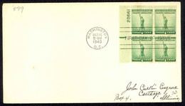 USA Sc# 899 FDC PB (a) (Washington, DC) 1940 10.16 Defence - 1851-1940