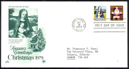 USA Sc# 1799-1800 (ArtCraft) FDC (b) (North Pole, AK) 1979 10.18 Christmas - 1971-1980