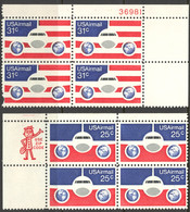 USA Sc# C89-C90 MNH Block/4 1976 25¢-31¢ Plane & Globes - 3b. 1961-... Ungebraucht