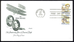 USA Sc# C92a (Artmaster) FDC Pair (a) (Dayton, OH) 1978 9.23 Wright Brothers - 1971-1980