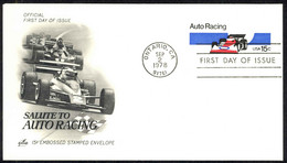 USA Sc# U587 (ArtCraft) FDC (a) (Ontario, CA) 1978 9.2 15c Auto Racing - 1971-1980