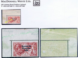Ireland 1925 Narrow Date Saorstat Ovpt On Seahorse 5s Var Needle-eye Accent Mint Corner Margins, Thinned - Unused Stamps