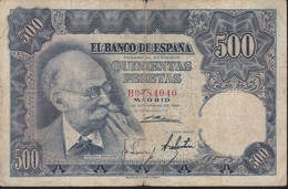 BILLETE DE 500 PTAS DEL AÑO 1951  SERIE B -  MARIANO BENLLIURE  (BANKNOTE) - 500 Pesetas