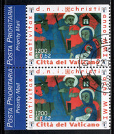 Vatican 2001 Mi# 1391 Do-1391 Du Used - Pair (labels On The Left) - Christmas / Artwork By Egino G. Weinert - Gebruikt