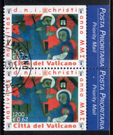 Vatican 2001 Mi# 1391 Do-1391 Du Used - Pair (labels On The Right) - Christmas / Artwork By Egino G. Weinert - Oblitérés