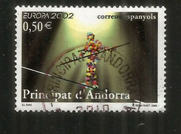 ANDORRA /ANDORRE.Europa 2002, Le Cirque Et Clowns, 1 Timbre Oblitéré Andorre, 1 ère Qualité - Usati