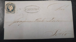 PORTUGAL LETTER - 1857 D. PEDRO V 25 REIS - FIGUEIRA - PORTO (PLB#01-151) - Covers & Documents