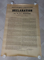 AFFICHE Déclaration Paul RAMADIER 21/01/1947 - 66x100 - TTB - Posters