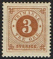 1886. Circle Type. Perf. 13. Posthorn On Back. 3 öre Yellow Brown. (Michel 30) - JF161091 - Unused Stamps