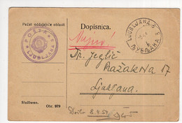 1954. YUGOSLAVIA,SLOVENIA,LJUBLJANA,OFFICIALS,POST OFFICE,POSTCARD,USED - Dienstzegels