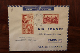 1947 AOF Sénégal France Cover Air Mail 1er Courrier Dakar Paris Par Constellation 1st Flight - Brieven En Documenten